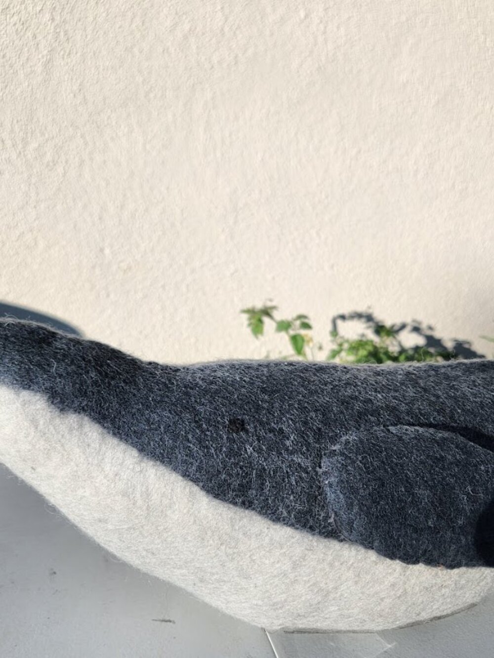 Pottery Barn Wally the Whale Pillow 22"x9" Felt Animal Decor Plush Beach Nautica - Picture 7 of 8